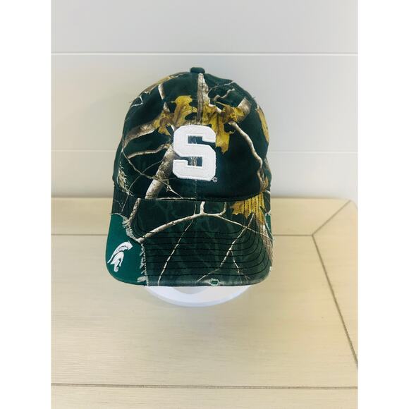 Michigan State University Camo Distressed Baseball Hat Adjustable Back Spartans - Picture 7 of 7